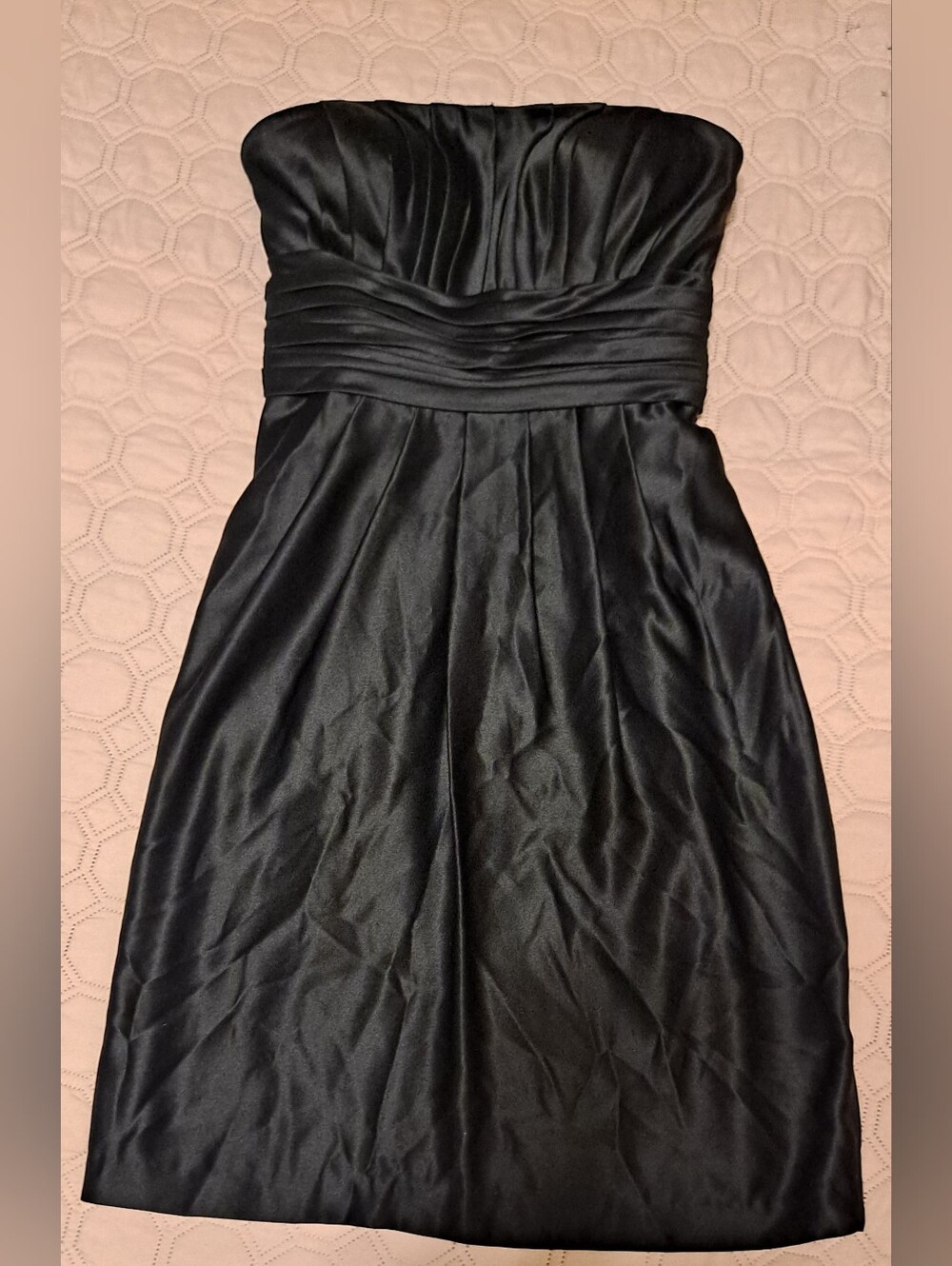 Levkoff Strapless Black Satin Cocktail Dress Sz 8